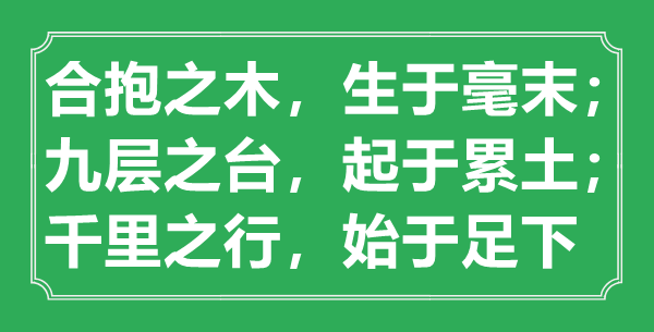 “合抱之木,生于毫末;九層之臺,起于累土;千里之行,始于足下”意思出處