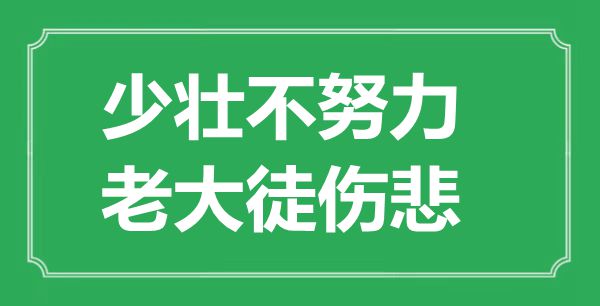 “少壯不努力,老大徒傷悲”的意思是什么,出處是哪首詩