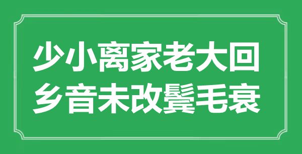 “少小離家老大回,鄉(xiāng)音未改鬢毛衰”的意思是什么,出處是哪首詩