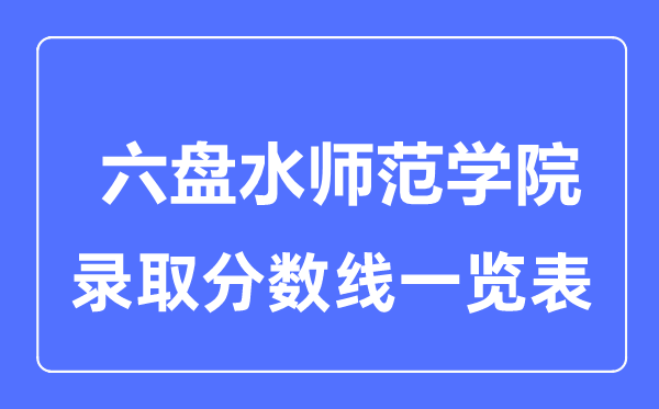 2023年高考多少分能上六盤水師范學院?附各省錄取分數線