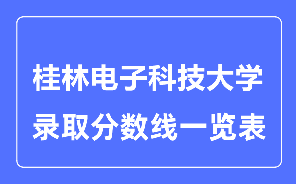 2023年高考多少分能上桂林電子科技大學？附各省錄取分數線