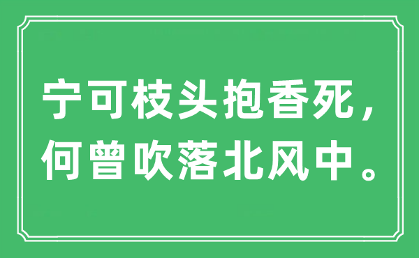 “寧可枝頭抱香死,何曾吹落北風(fēng)中。”是什么意思,出處及原文翻譯