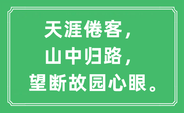 “天涯倦客,山中歸路,望斷故園心眼。”是什么意思,出處及原文翻譯