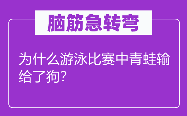 腦筋急轉(zhuǎn)彎:為什么游泳比賽中青蛙輸給了狗?