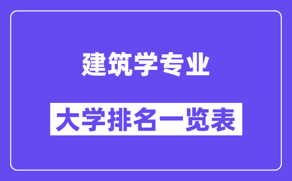 全國建筑學(xué)專業(yè)大學(xué)排名一覽表(最新排行榜)