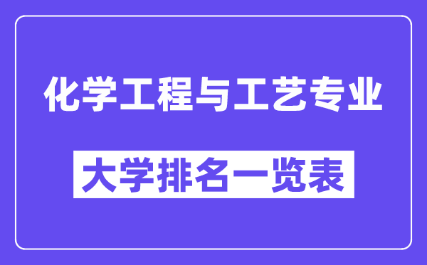全國化學工程與工藝專業大學排名一覽表(最新排行榜)