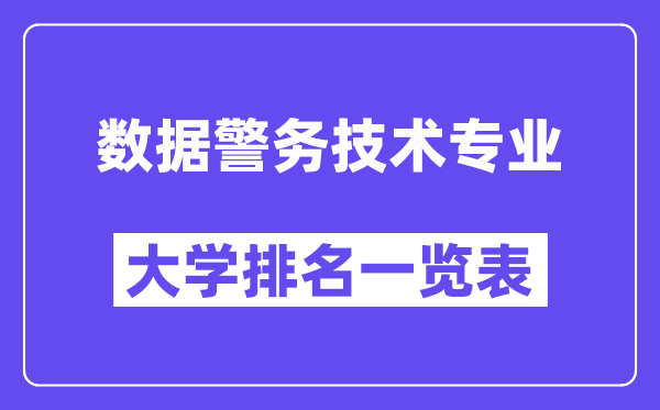 全國數(shù)據(jù)警務(wù)技術(shù)專業(yè)大學(xué)排名一覽表(最新排行榜)