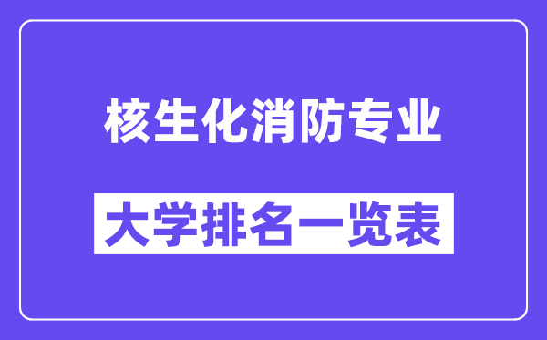 全國核生化消防專業大學排名一覽表(最新排行榜)