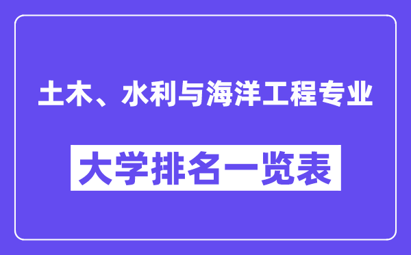 全國土木、水利與海洋工程專業(yè)大學(xué)排名一覽表(最新排行榜)