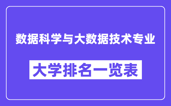 全國數據科學與大數據技術專業大學排名一覽表(最新排行榜)