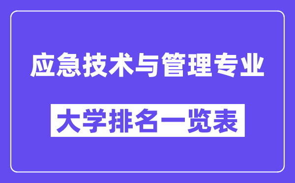 全國應急技術與管理專業大學排名一覽表(最新排行榜)