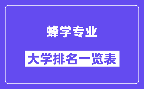 全國蜂學專業大學排名一覽表(最新排行榜)