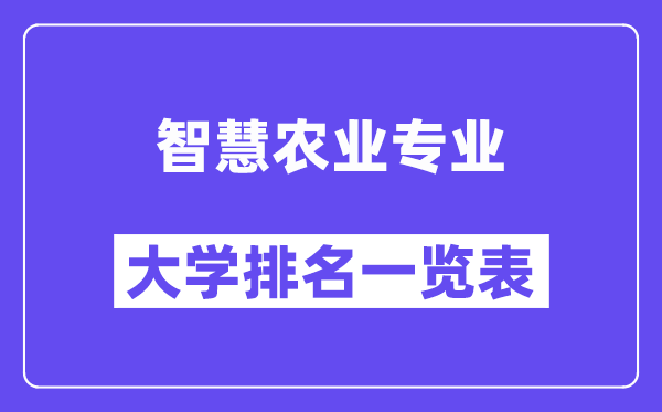 全國智慧農業專業大學排名一覽表(最新排行榜)