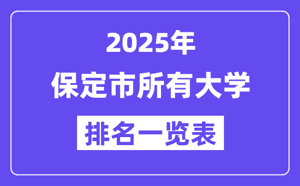 2025年保定市所有大學排名一覽表(15所完整版)