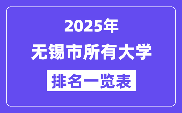 2025年無錫市所有大學排名一覽表（14所完整版）