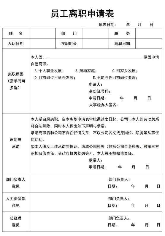 辭職申請書怎么寫,員工辭職申請書格式及范文模板